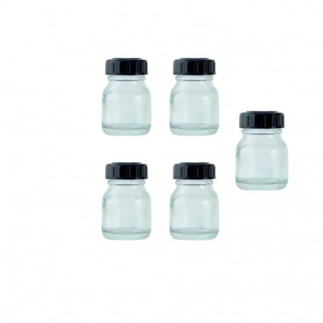 Kit de 5 godets enfichables en verre avec couvercles et tubes