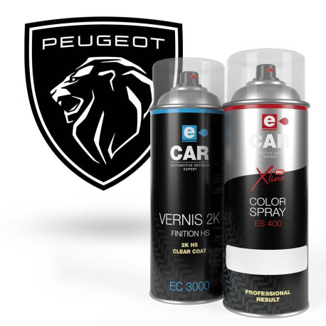 Kit Peinture Aérosol 2K Pour Peugeot - Bleu Recife Nacré Métallisé (Code KMF) - 400ml Base + 400ml Vernis