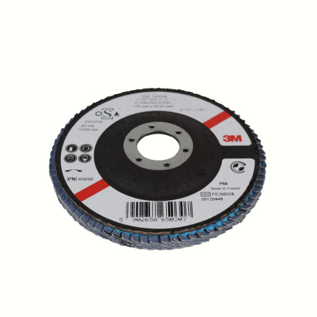 Disque abrasif à lamelles 3M 566A 115 mm P60 plat pour acier inox métal