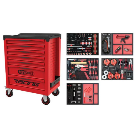 Servante d'atelier Racing KS Tools 7 tiroirs + composition pare-brise 232 pcs