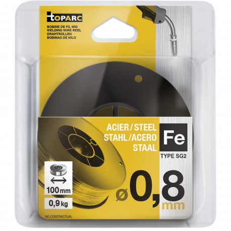 Fil plein acier Ø 0,8 mm - Bobine plastique S100 / 0.9 kg